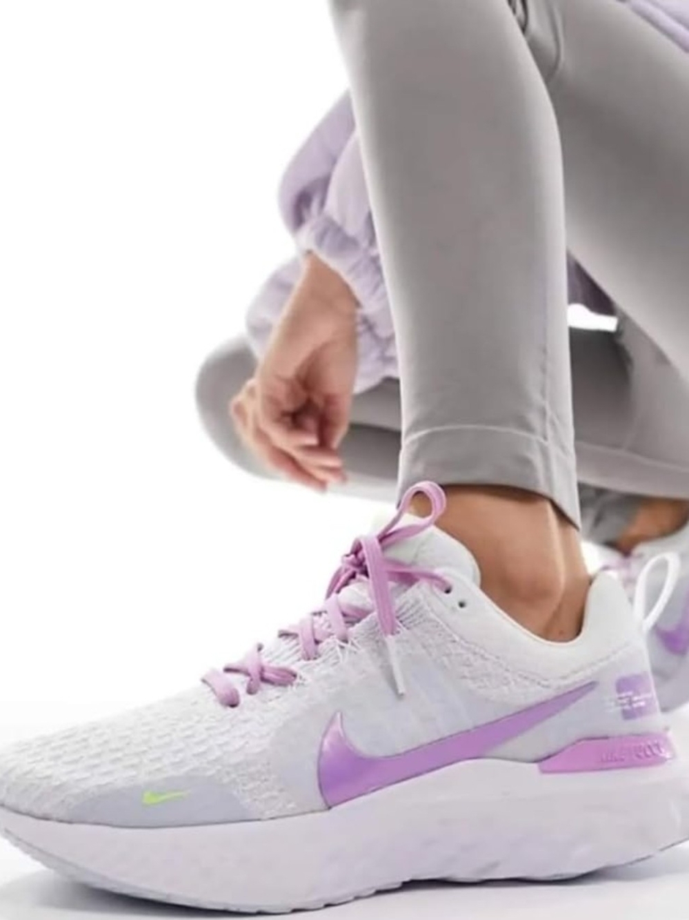 Nike React Infinity Run Flyknit 3 Gray/Purple/White DZ3016-100 Size US7.5/EU38.5